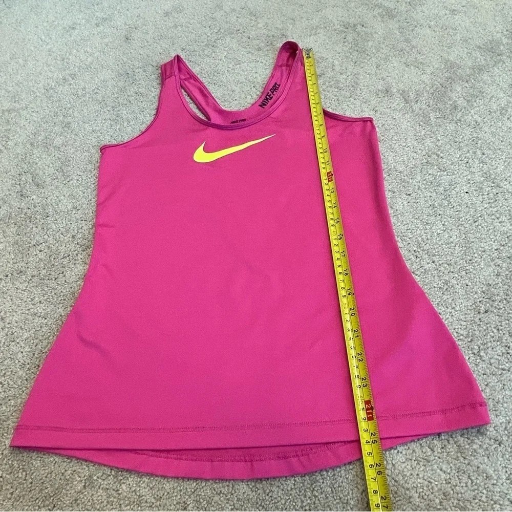 Nike pro hot pink yellow swoosh logo Racerback tank top Sz M